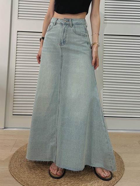 【XL現貨】高腰日光慵懶牛仔長裙(S-XL)20020237