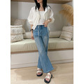 【S一般長現貨】高腰彈性微喇叭牛仔褲(S-4XL) 20020238_15