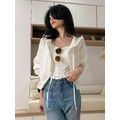 法式壓褶連帽短版收腰襯衫 20010402_13