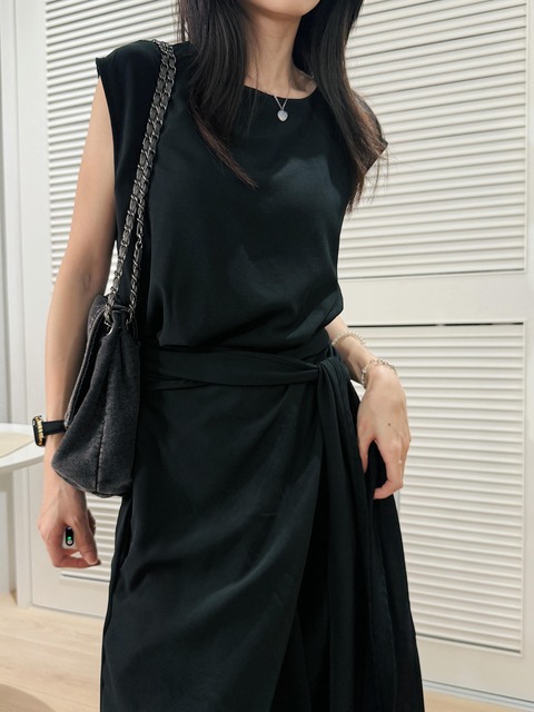 午夜簡約．綁帶無袖洋裝 20030228