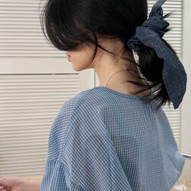 韓系氣質款丹寧蝴蝶結髮圈 20070094