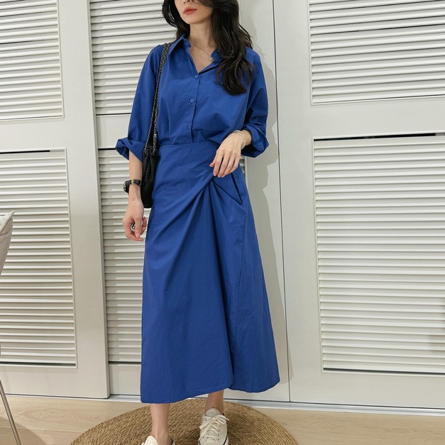 【現貨】藍調時光綁帶洋裝 20030235