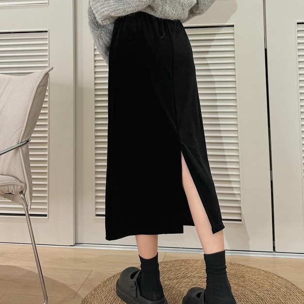 夜霧絲絨直筒裙(S-2XL) 20020244