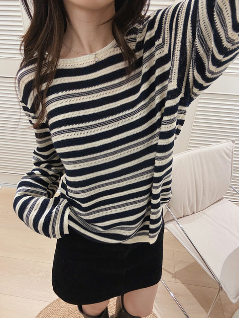 靜謐日常條紋長袖針織 20010417
