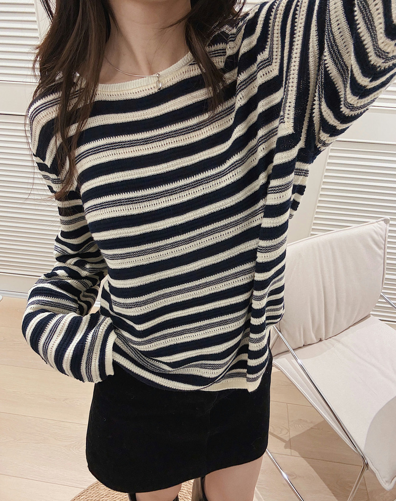 靜謐日常條紋長袖針織 20010417