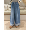 慵懶藍調撞色寬褲(SML) 20020245