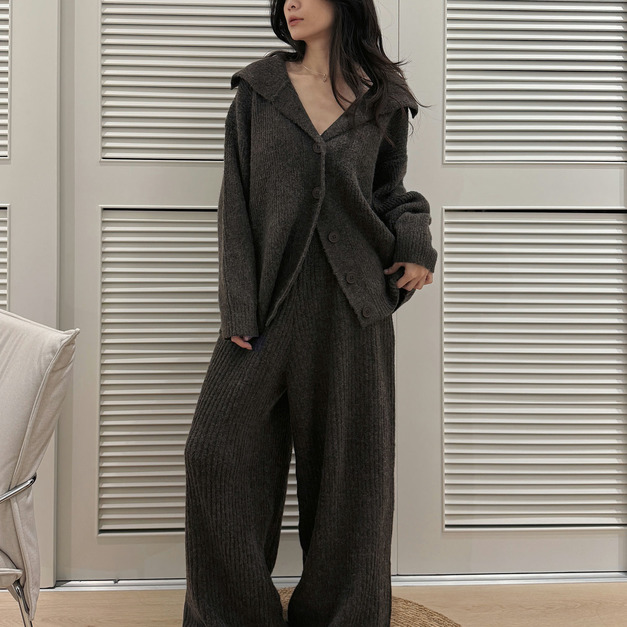 柔軟步調坑紋針織褲套裝 20050055