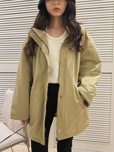 【現貨】韓系復古毛毛立領風衣外套 20040130