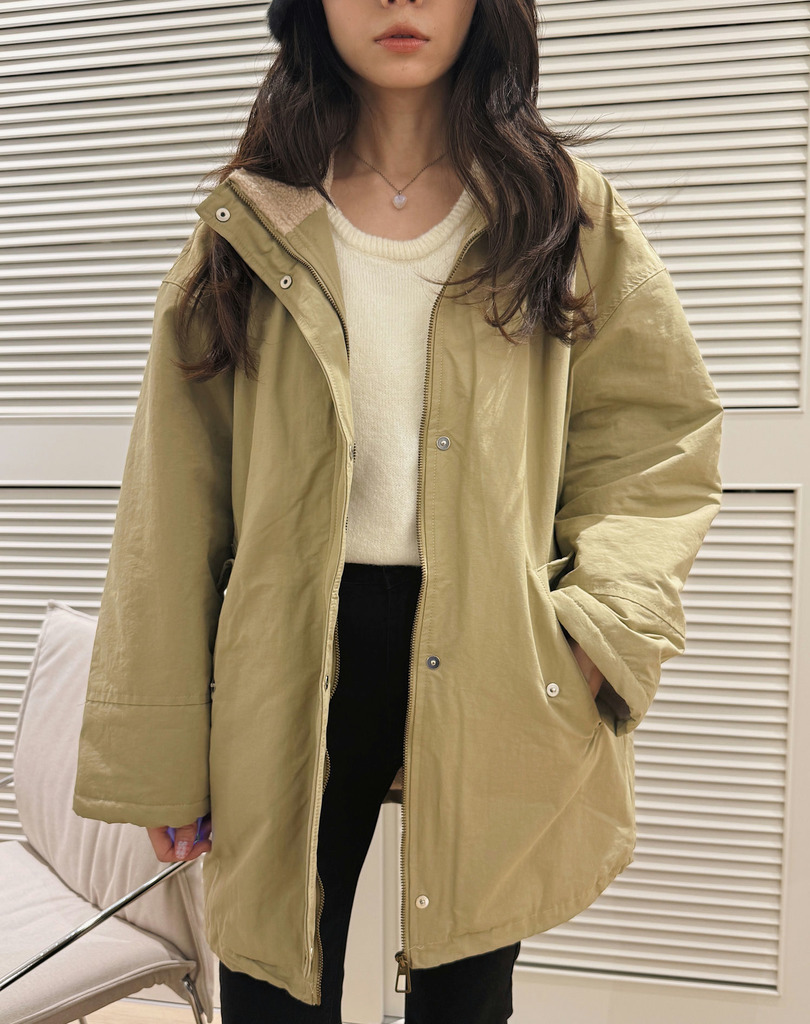 【現貨】韓系復古毛毛立領風衣外套 20040130