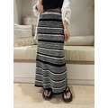 法式鬆弛條紋針織長裙(S-2XL) 20020249