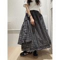 日系層次格紋長裙 20020250