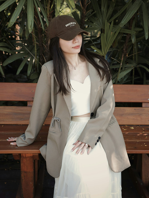 鬆弛比例綁帶西裝外套(兩色) 20040131