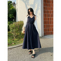 日常靛藍微風綁帶長洋裝 20030243_9