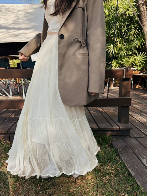 法式柔霧奶油層次紗裙 20020252