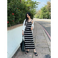基本款平口吊帶條紋洋裝(SML) 20030239