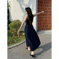 日常靛藍微風綁帶長洋裝 20030243_2