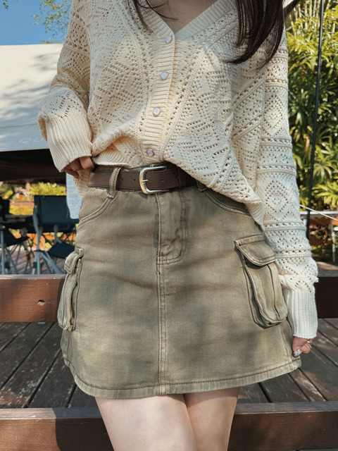 微率性皮帶工裝口袋短裙(兩色)(S-XL) 20020253