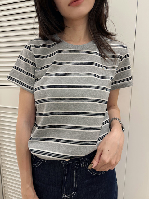 經典日常灰調條紋短tee 20010432