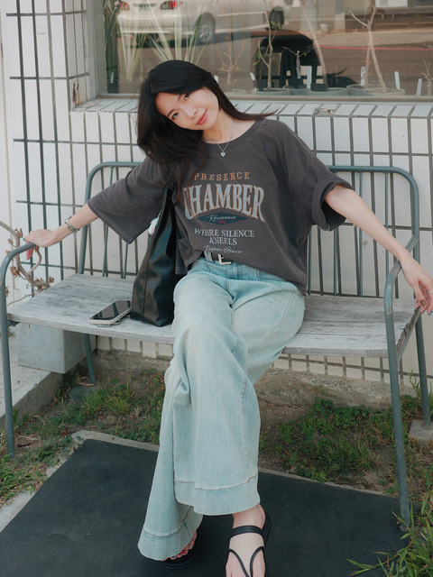 美式復古洗舊休閒短Ｔ(兩色) 20010430