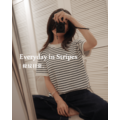 休閒款捲邊條紋上衣 19SS0045