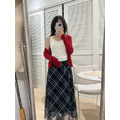 午夜靜謐格紋長裙 (M-4XL) 20020257_18