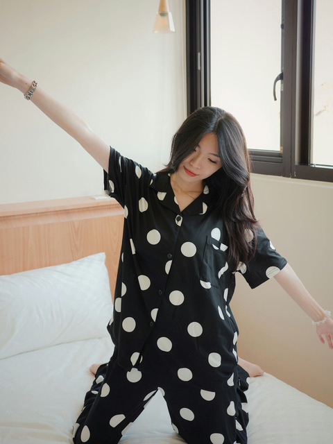 巴黎午夜圓點睡衣(M-2XL) 20100031