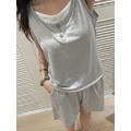 基本款假兩件背心睡衣套裝 (M-2XL) 20100030_7