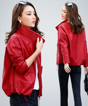 韓版時尚個性短版皮外套(2色)