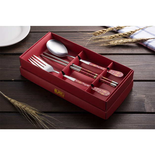 環保不銹鋼三件組餐具禮盒(四色)