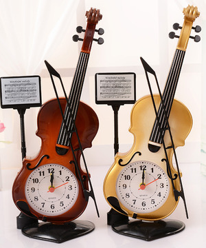 歐洲風古典小提琴造型鬧鐘(2色)