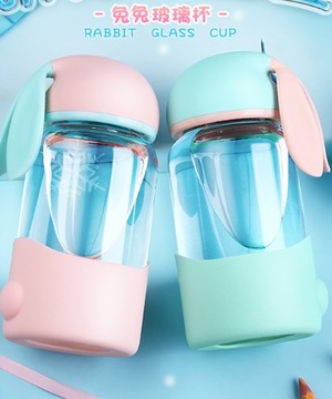 韓系小物隨身萌兔玻璃杯