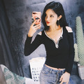 韓版性感挖肩拉鍊低胸短版長袖上衣(2色)_2