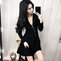 韓版性感低胸拉鍊西裝設計連身裙(2色)
