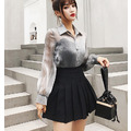 韓版小性感綁腰銀絲襯衫短裙三件套裝_2