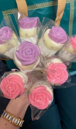 玫瑰花棉花糖棒棒糖30隻