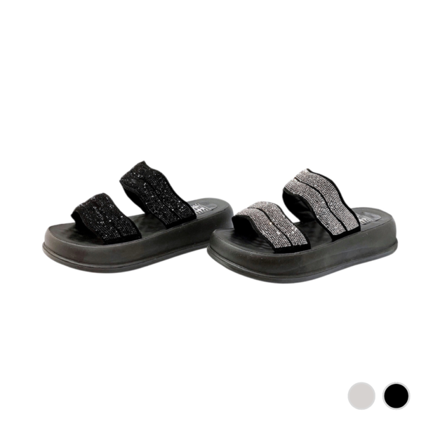 輕量波浪厚底拖鞋 銀灰/黑