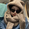 Jennie同款小熊圍巾