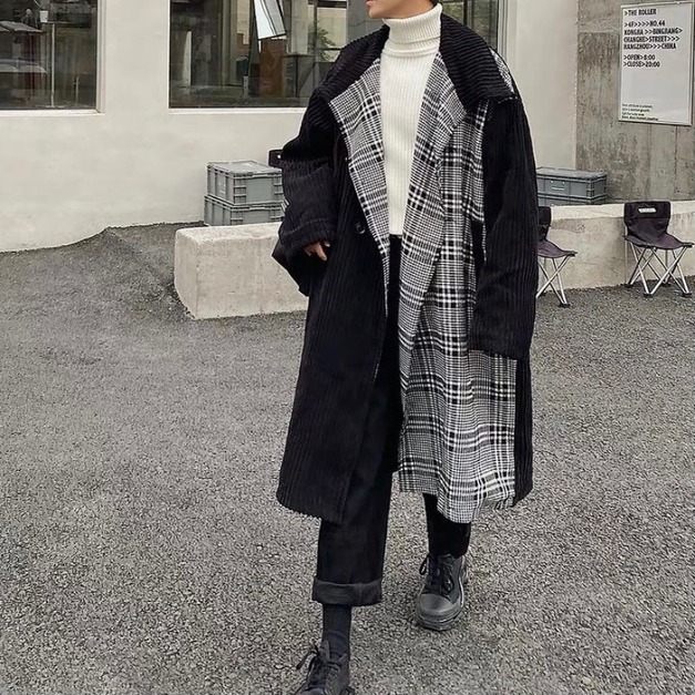 東大門歐巴拼接大衣