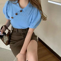 水藍斜扣上衣_1