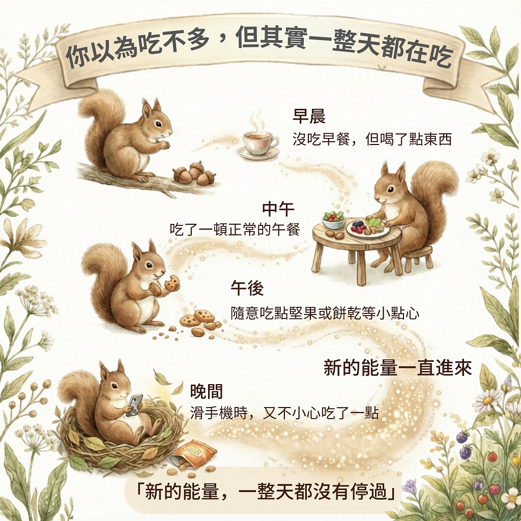 你以為吃不多，但其實一整天都在吃