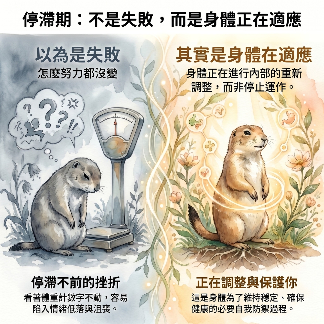 減肥停滯的三個常見原因，包括代謝下降、消耗變少與食慾上升