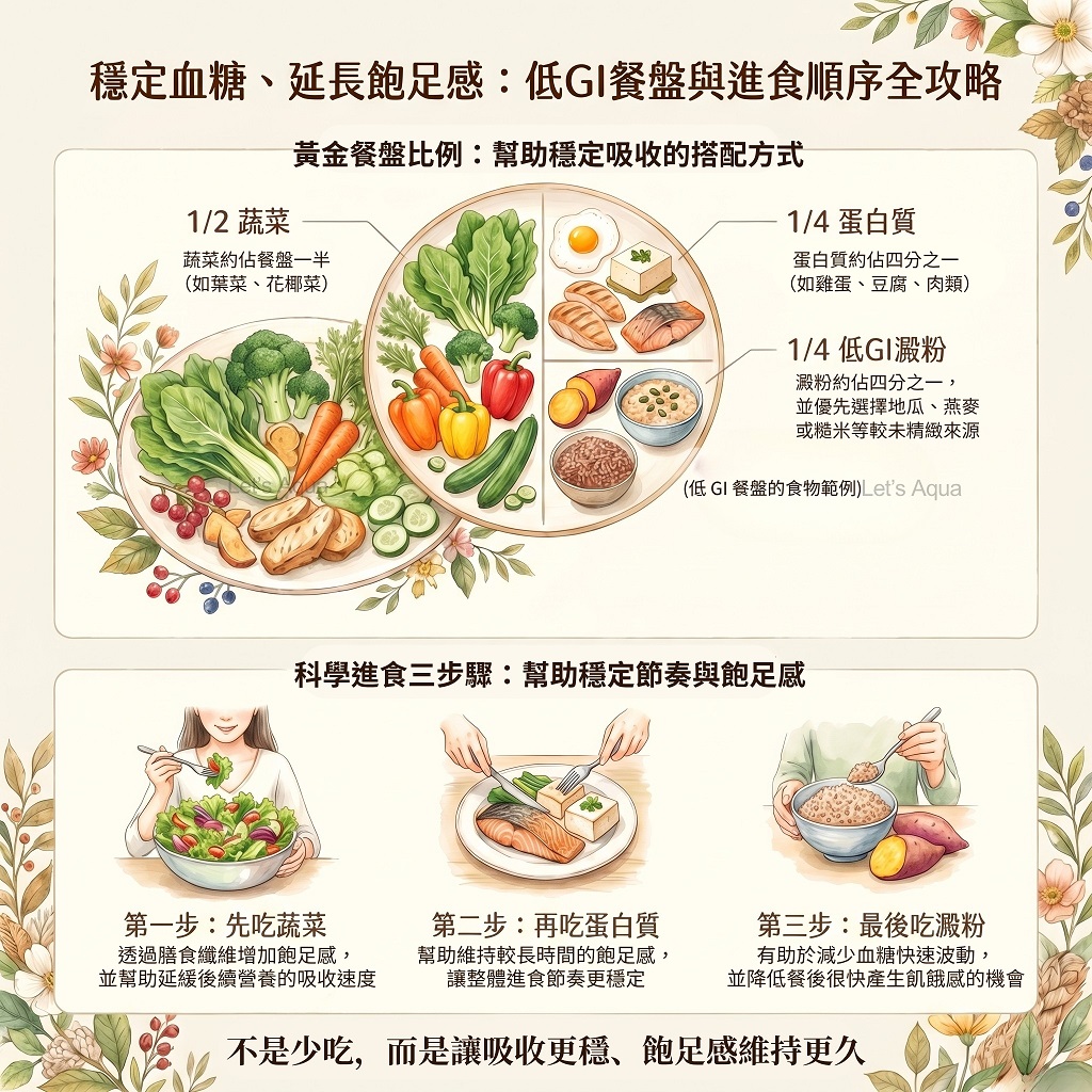 穩定血糖、延長飽足感的低GI餐盤與進食順序