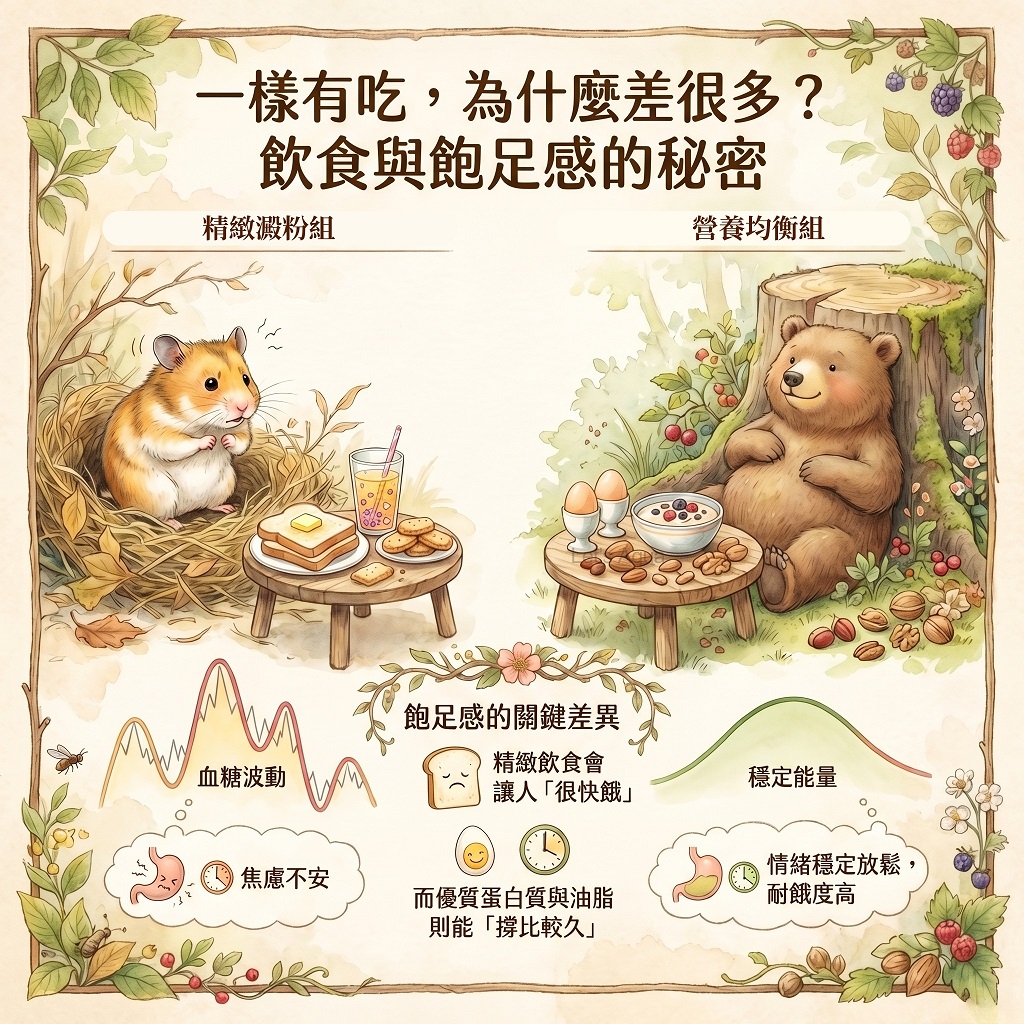 精緻澱粉組與營養均衡組的飽足感差異