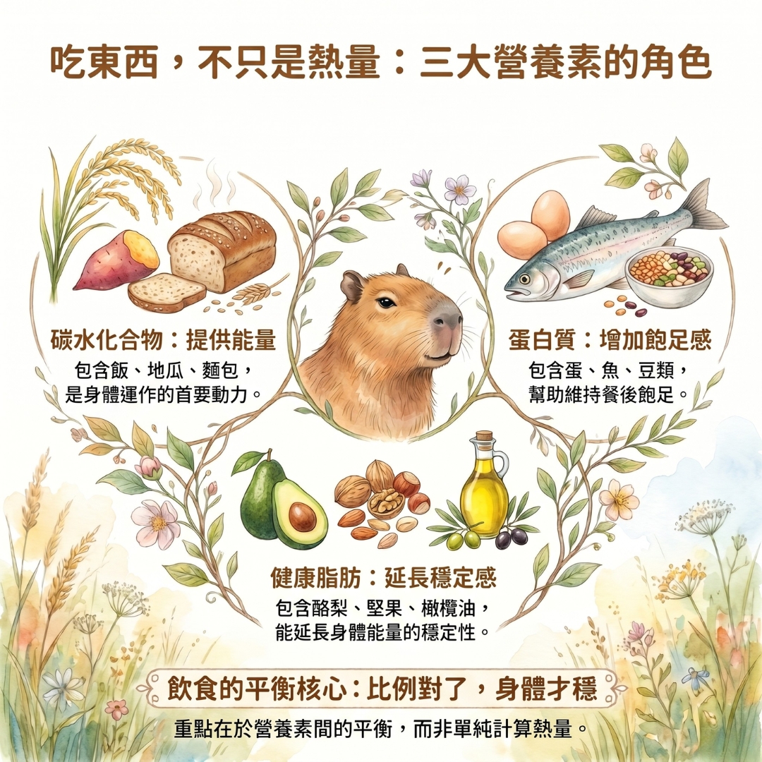 吃東西不只是熱量：三大營養素的角色