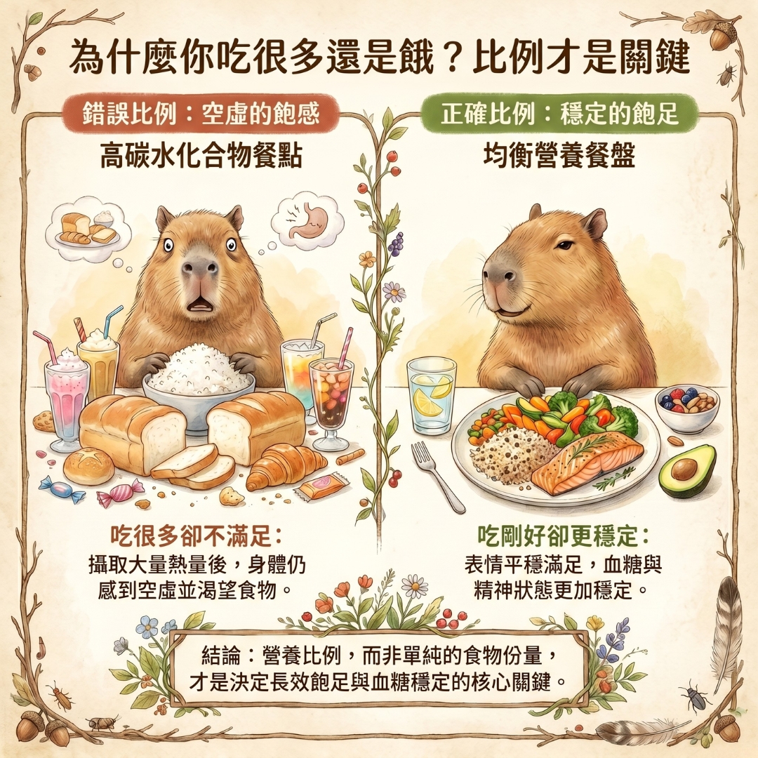 為什麼你吃很多還是餓：比例才是關鍵