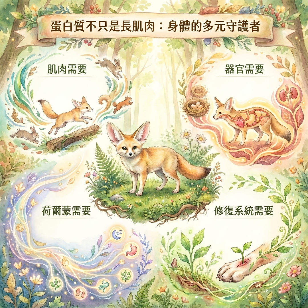 蛋白質不只是長肌肉，而是身體多個系統都需要的重要材料