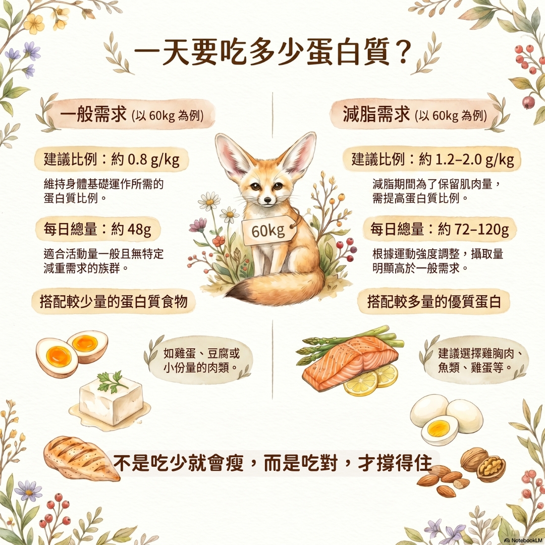 一天要吃多少蛋白質，一般需求與減脂需求比較