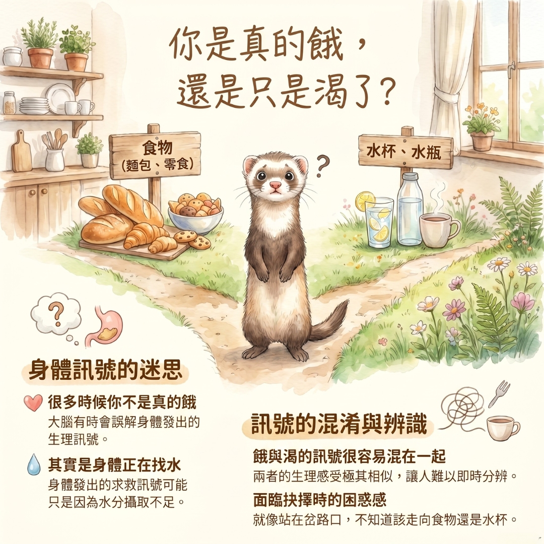 你是真的餓，還是只是渴了：飢餓與口渴訊號容易混在一起