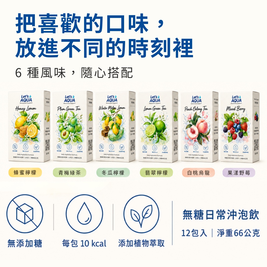 任選 3 盒 999 優惠組合：三盒 Let’s AQUA 產品排放