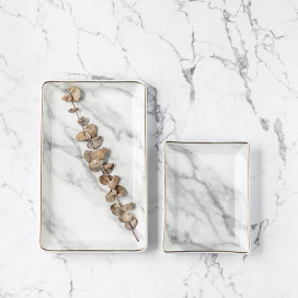 大理石紋陶瓷裝飾盤(灰)